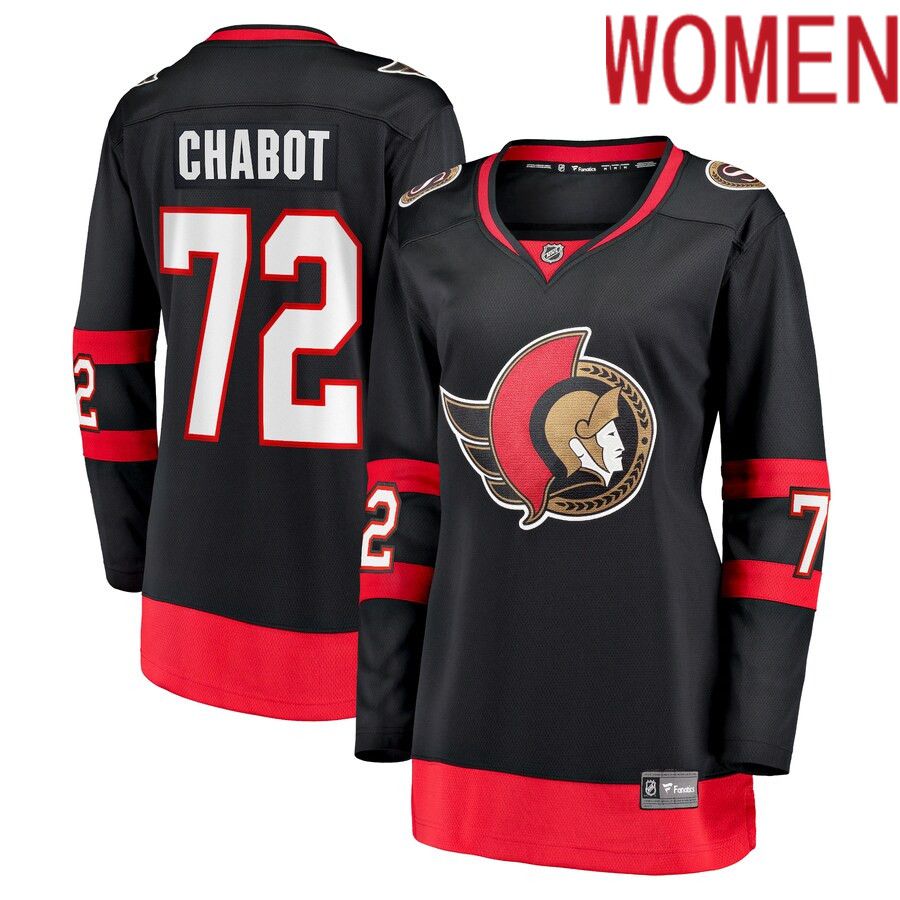 Women Ottawa Senators #72 Thomas Chabot Fanatics Branded Black Home Premier Breakaway Player NHL Jersey
